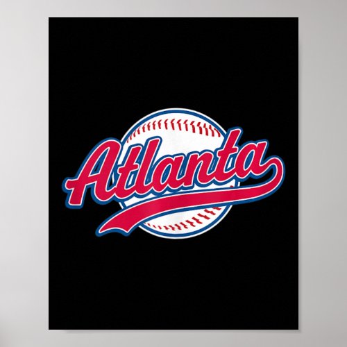 Atlanta Tee Vintage Baseball Throwback Retro Desig Poster