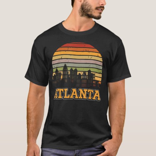 Atlanta Usa Retro Vintage Sunset Skyline Atlanta T_Shirt
