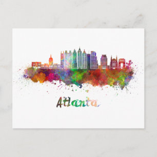 Atlanta V2 skyline in watercolor Postcard