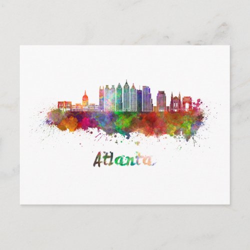 Atlanta V2 skyline in watercolor Postcard