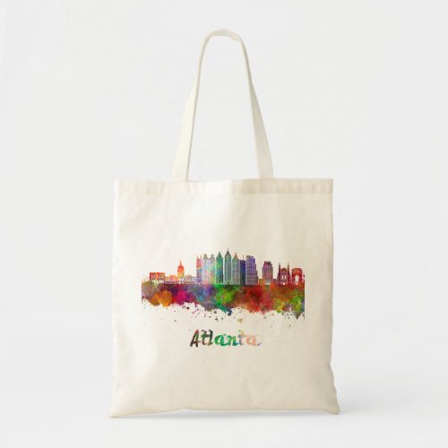 Atlanta V2 skyline in watercolor Tote Bag