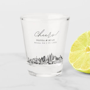 Atlanta Wedding Favor Personalized Cheers Shot Glass