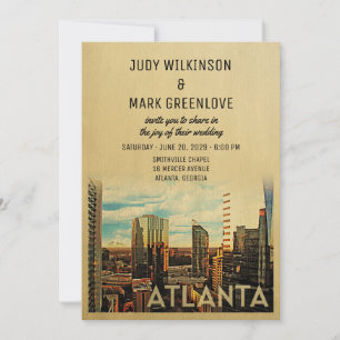 Atlanta Wedding Invitation Vintage Mid-Century
