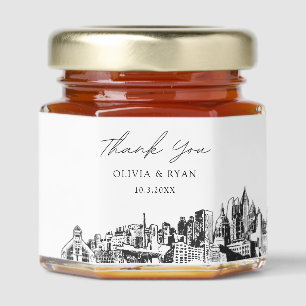 Atlanta Wedding Skyline Thank You Honey Favor Honey Jar Favors