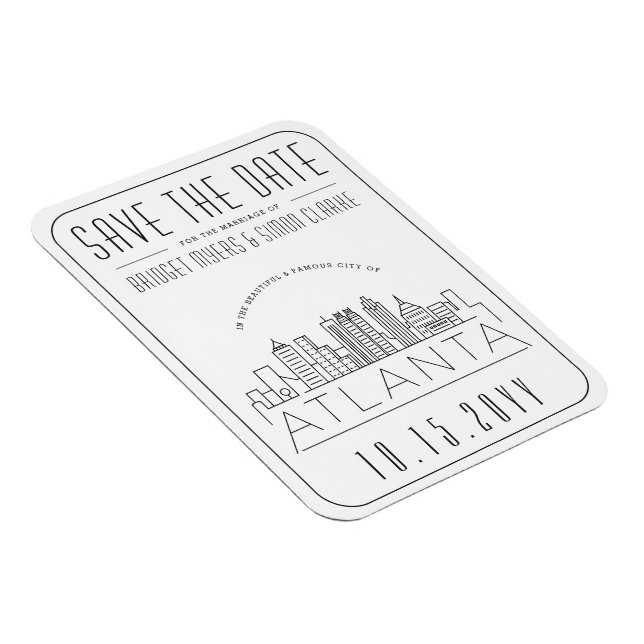 Atlanta, Wedding | Stylized Skyline Save the Date Magnet (Right Side)
