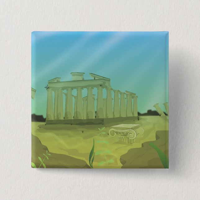 Atlantas cartoon landscape pinback button (Front)