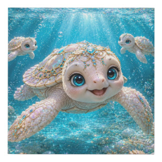 Atlantean Sea Tortoise "Zander" Cozy Blanket Faux Canvas Print