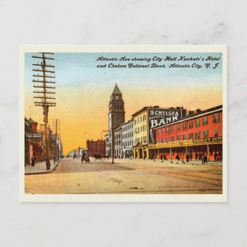 Atlantic Ave Atlantic City 1908 Vintage  Postcard