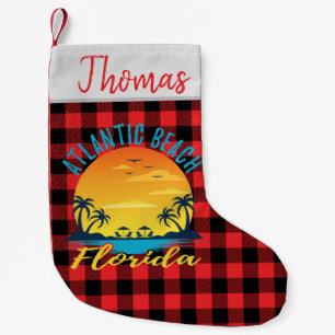 Atlantic Beach Florida Retro Vintage Sunset Small Christmas Stocking