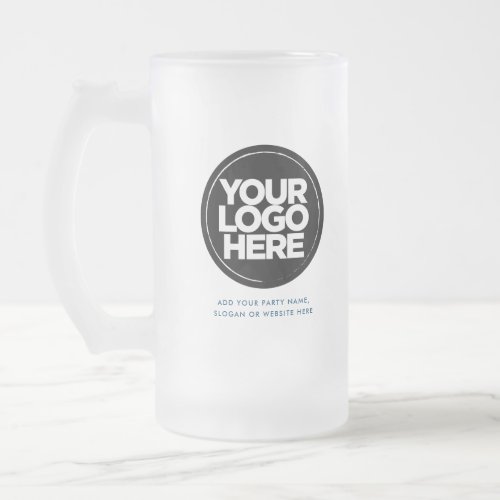 Atlantic Blue Logo and Text Frosted Glass Beer Mug