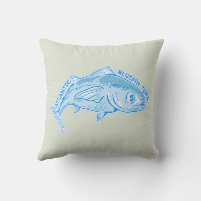 Atlantic bluefin tuna throw pillow (Back)