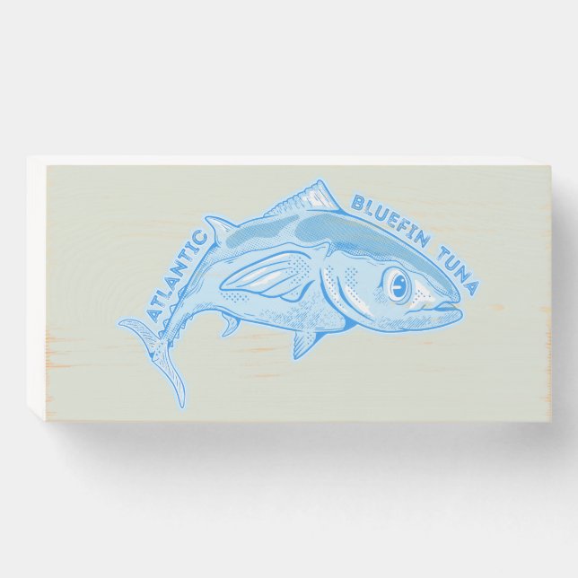 Atlantic bluefin tuna wooden box sign (Front Horizontal)