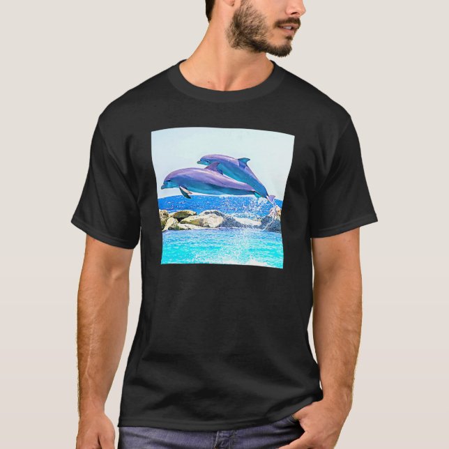 Atlantic Bottlenose Dolphins Breaching Water T-Shirt (Front)