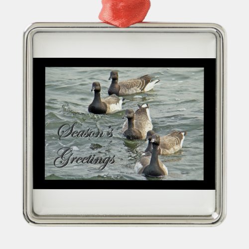 Atlantic Brant Geese Seasons Greetings Series Metal Ornament