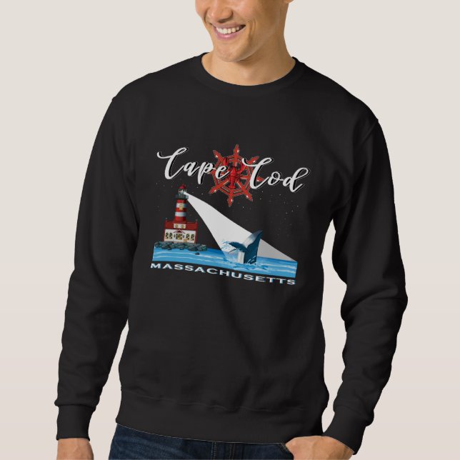 Atlantic Cape Cod Massachusetts Lighthouse Whale W Sweatshirt (Front)