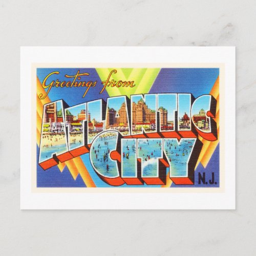 Atlantic City 2 New Jersey NJ Vintage Travel _ Postcard