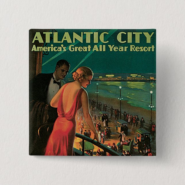 Atlantic City ~ All Year Resort Pinback Button (Front)