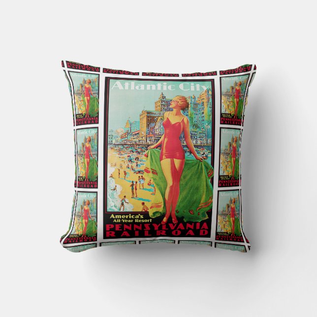 Atlantic City ~America's All-Year Resort Throw Pillow (Front)