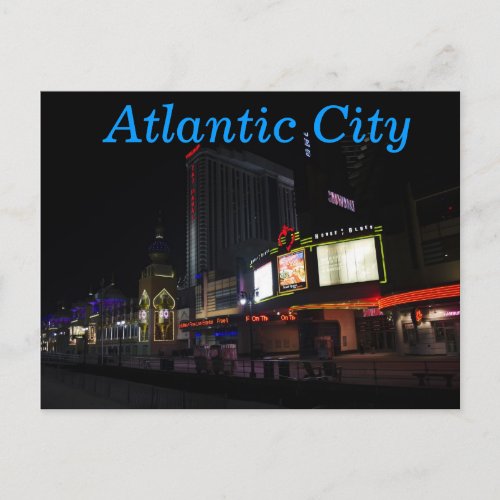 Atlantic City at Night Postcard