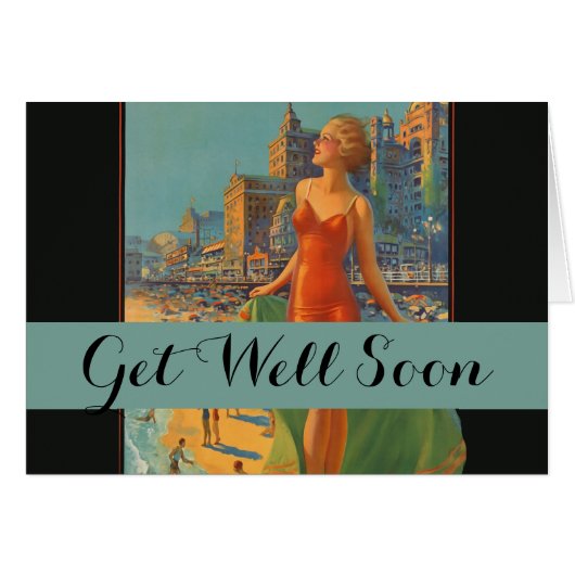 Atlantic City Beach Beauty Vintage Artwork (Front Horizontal)