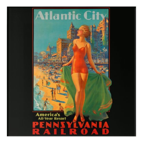 Atlantic City Beach Beauty Vintage Artwork Acrylic Print