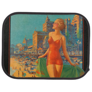 Atlantic City Beach Beauty Vintage Artwork Car Floor Mat