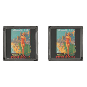 Atlantic City Beach Beauty Vintage Artwork Cufflinks
