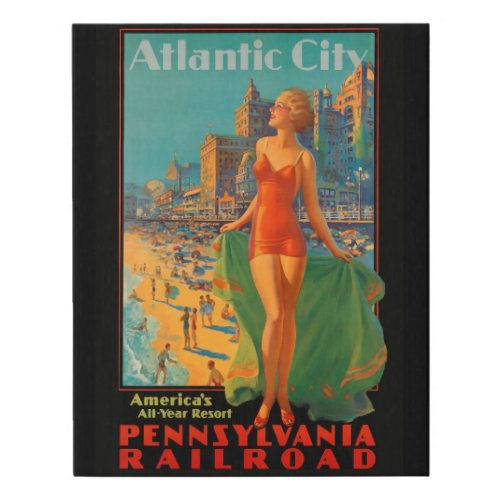 Atlantic City Beach Beauty Vintage Artwork Faux Canvas Print