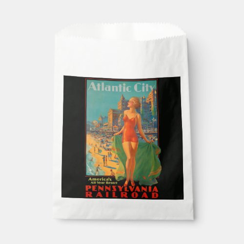 Atlantic City Beach Beauty Vintage Artwork Favor Bag