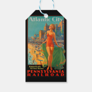 Atlantic City Beach Beauty Vintage Artwork Gift Tags