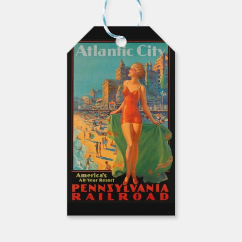 Atlantic City Beach Beauty Vintage Artwork Gift Tags