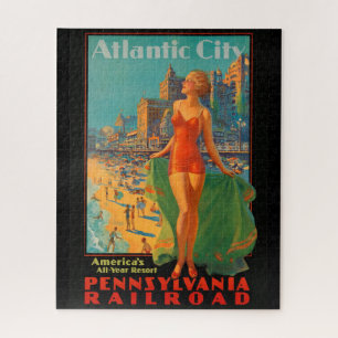 Atlantic City Beach Beauty Vintage Artwork Jigsaw Puzzle