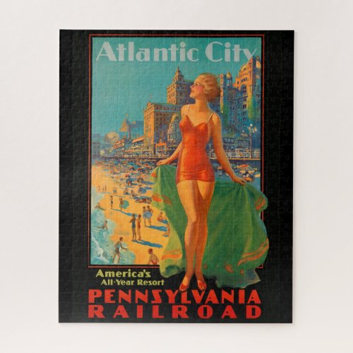 Atlantic City Beach Beauty Vintage Artwork Jigsaw Puzzle