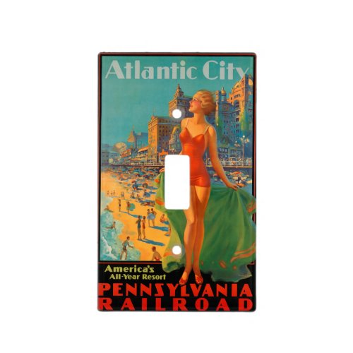 Atlantic City Beach Beauty Vintage Artwork Light Switch Cover