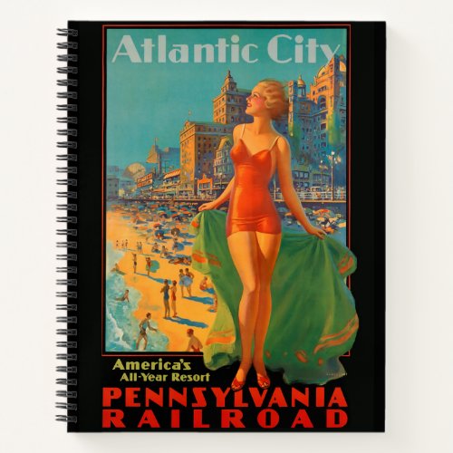 Atlantic City Beach Beauty Vintage Artwork Notebook