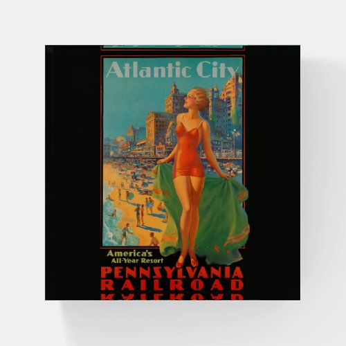 Atlantic City Beach Beauty Vintage Artwork Paperweight