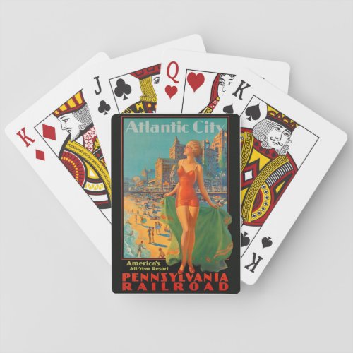 Atlantic City Beach Beauty Vintage Artwork Poker Cards