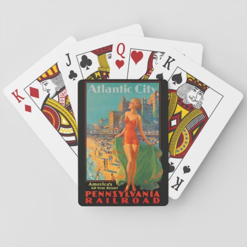 Atlantic City Beach Beauty Vintage Artwork Poker Cards