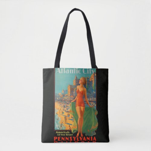 Atlantic City Beach Beauty Vintage Artwork Tote Bag