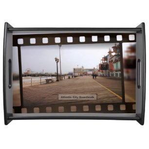 Atlantic City Beach Boardwalk on Film Serving Tray