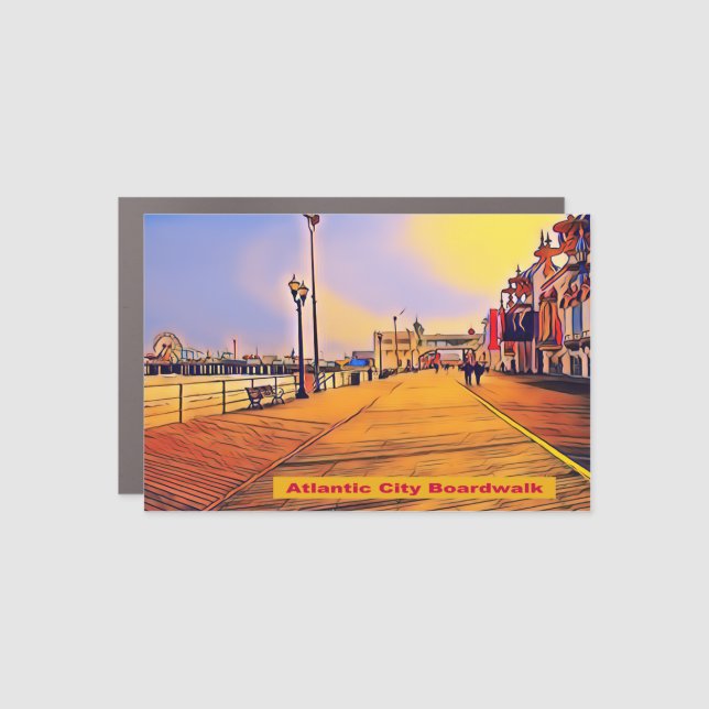 Atlantic City Beach Boardwalk Pop Art Car Magnet (Front)
