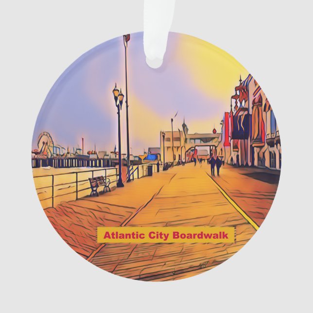 Atlantic City Beach Boardwalk Pop Art Ornament (Front)