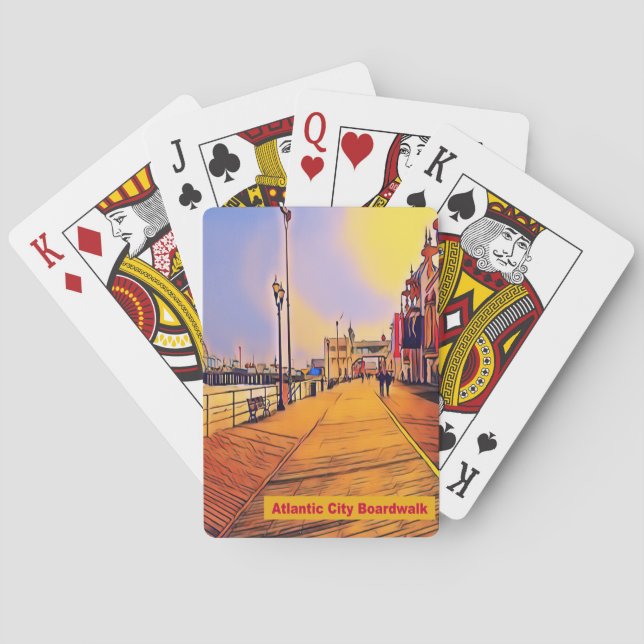 Atlantic City Beach Boardwalk Pop Art Poker Cards (Back)