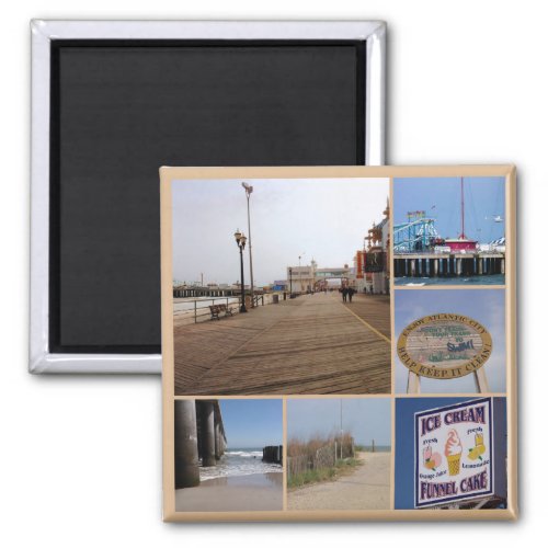 Atlantic City Beach Photo Collage Magnet