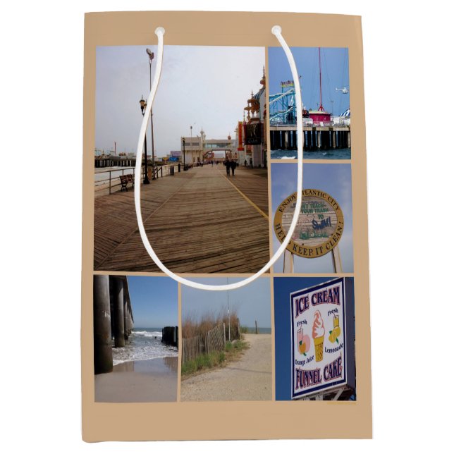 Atlantic City Beach Photo Collage Medium Gift Bag (Front)