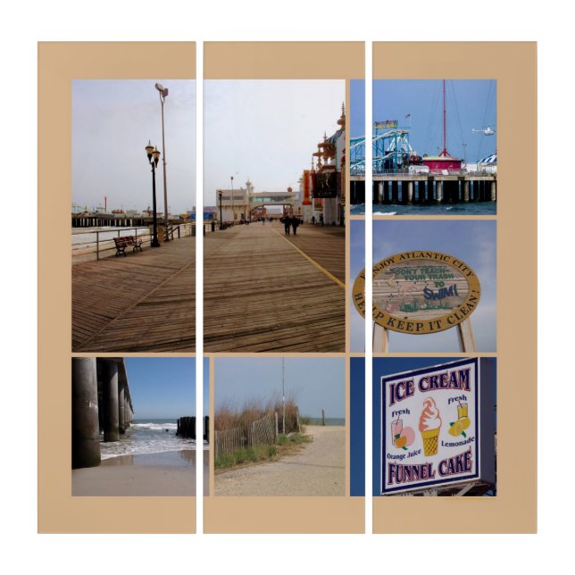 Atlantic City Beach Photo Collage Triptych (Front)