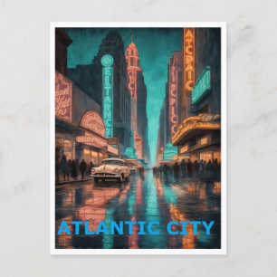Atlantic City Colorful Graphic Design Postcard