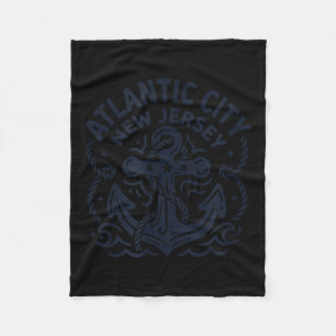 Atlantic City New Jersey Anchor Rope Nautical Gift Fleece Blanket