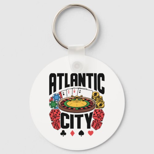 Atlantic City New Jersey Casino Gambling Keychain