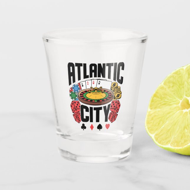Atlantic City New Jersey Casino Gambling Shot Glass (Front)